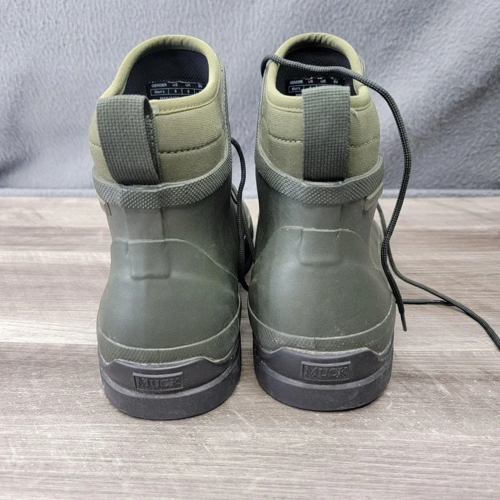 Muck Boot Company Boots Mens Size 9 Green Waterproof Rubber Lace Up Ankle Rain
